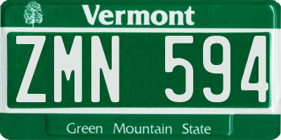 VT license plate ZMN594
