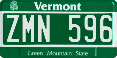 VT license plate ZMN596