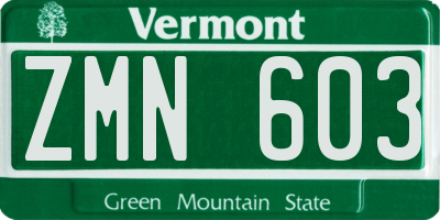 VT license plate ZMN603