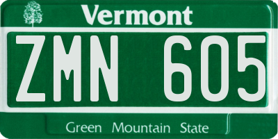 VT license plate ZMN605
