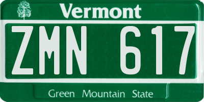 VT license plate ZMN617