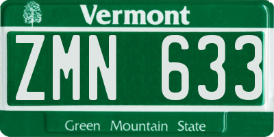 VT license plate ZMN633