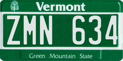 VT license plate ZMN634