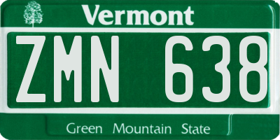 VT license plate ZMN638