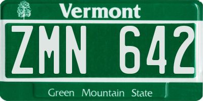 VT license plate ZMN642