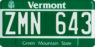 VT license plate ZMN643