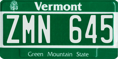 VT license plate ZMN645