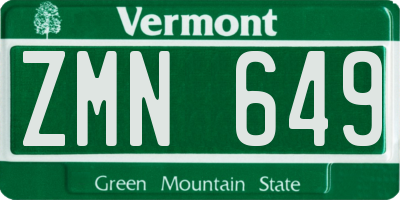 VT license plate ZMN649