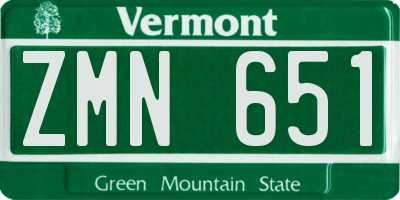 VT license plate ZMN651