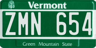 VT license plate ZMN654