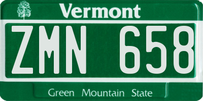VT license plate ZMN658