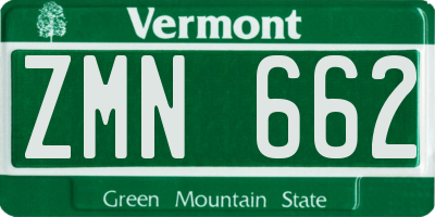 VT license plate ZMN662