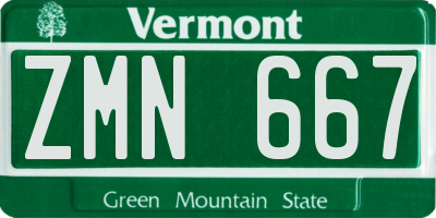 VT license plate ZMN667