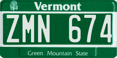 VT license plate ZMN674