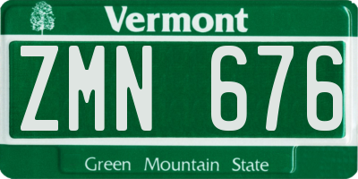 VT license plate ZMN676
