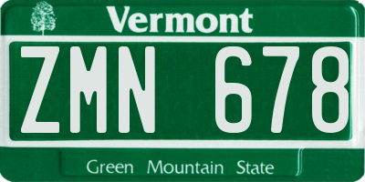 VT license plate ZMN678
