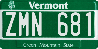 VT license plate ZMN681