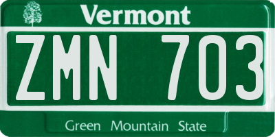 VT license plate ZMN703