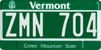 VT license plate ZMN704