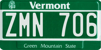 VT license plate ZMN706