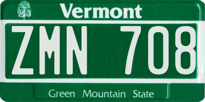 VT license plate ZMN708