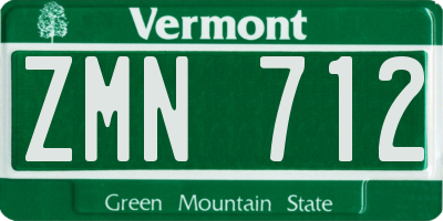 VT license plate ZMN712