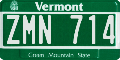 VT license plate ZMN714
