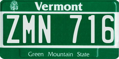 VT license plate ZMN716