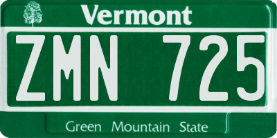 VT license plate ZMN725