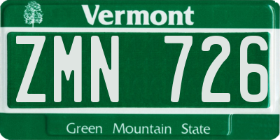 VT license plate ZMN726