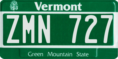 VT license plate ZMN727