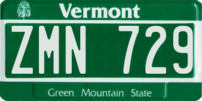 VT license plate ZMN729