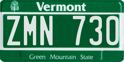 VT license plate ZMN730