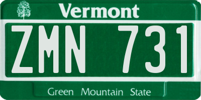 VT license plate ZMN731