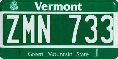 VT license plate ZMN733