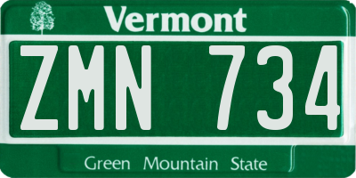 VT license plate ZMN734