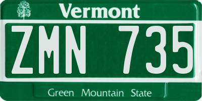 VT license plate ZMN735