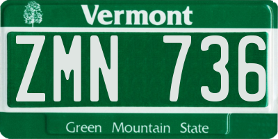 VT license plate ZMN736