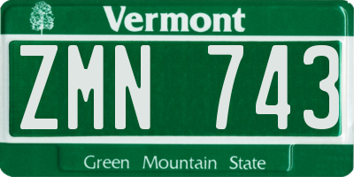 VT license plate ZMN743