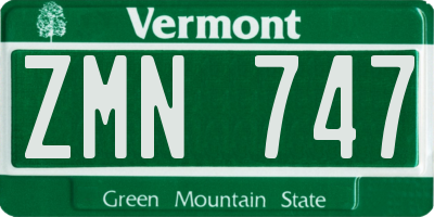 VT license plate ZMN747