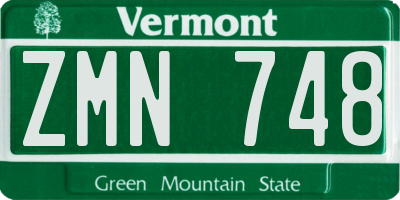 VT license plate ZMN748