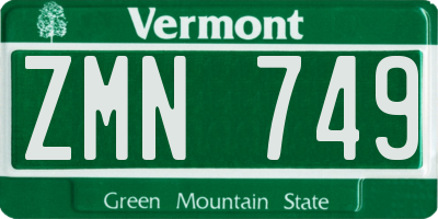 VT license plate ZMN749