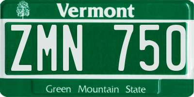 VT license plate ZMN750