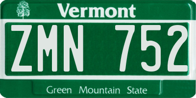 VT license plate ZMN752