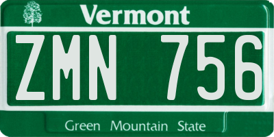 VT license plate ZMN756