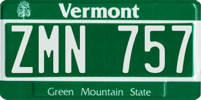 VT license plate ZMN757