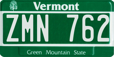VT license plate ZMN762