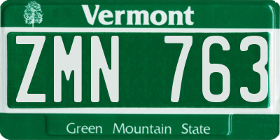 VT license plate ZMN763