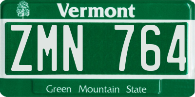 VT license plate ZMN764