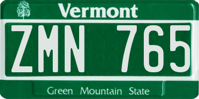 VT license plate ZMN765